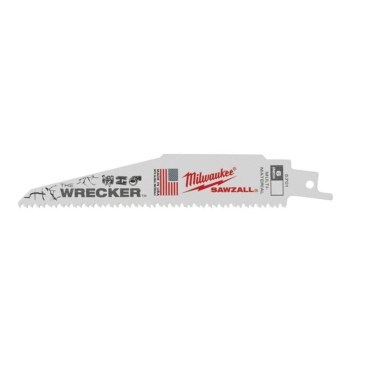 Milwaukee 48-00-8701 WRECKER Multi-Material SAWZALL Blade 6 In 8 TPI 1 Milwaukee 48-00-8701 WRECKER Multi-Material SAWZALL Blade 6 In 8 TPI