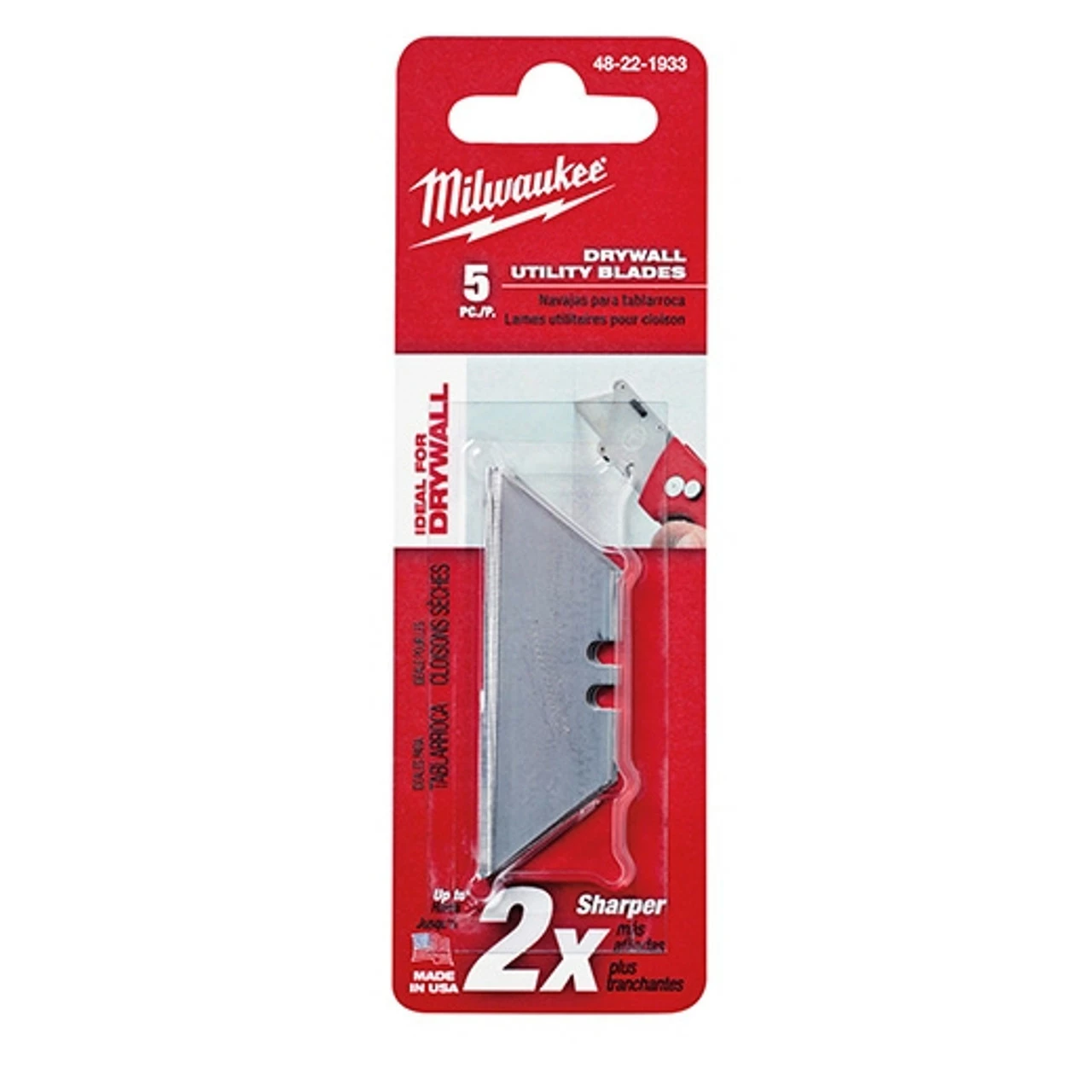 Milwaukee 48-22-1933 5 PC Drywall Utility Knife Blades 1 Milwaukee 48-22-1933 5 PC Drywall Utility Knife Blades