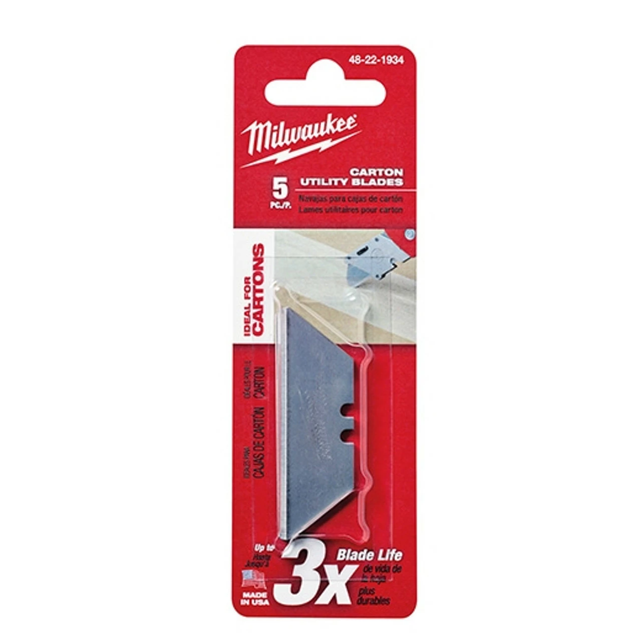 Milwaukee 48-22-1934 5 PC Carton Utility Knife Blades 1 Milwaukee 48-22-1934 5 PC Carton Utility Knife Blades