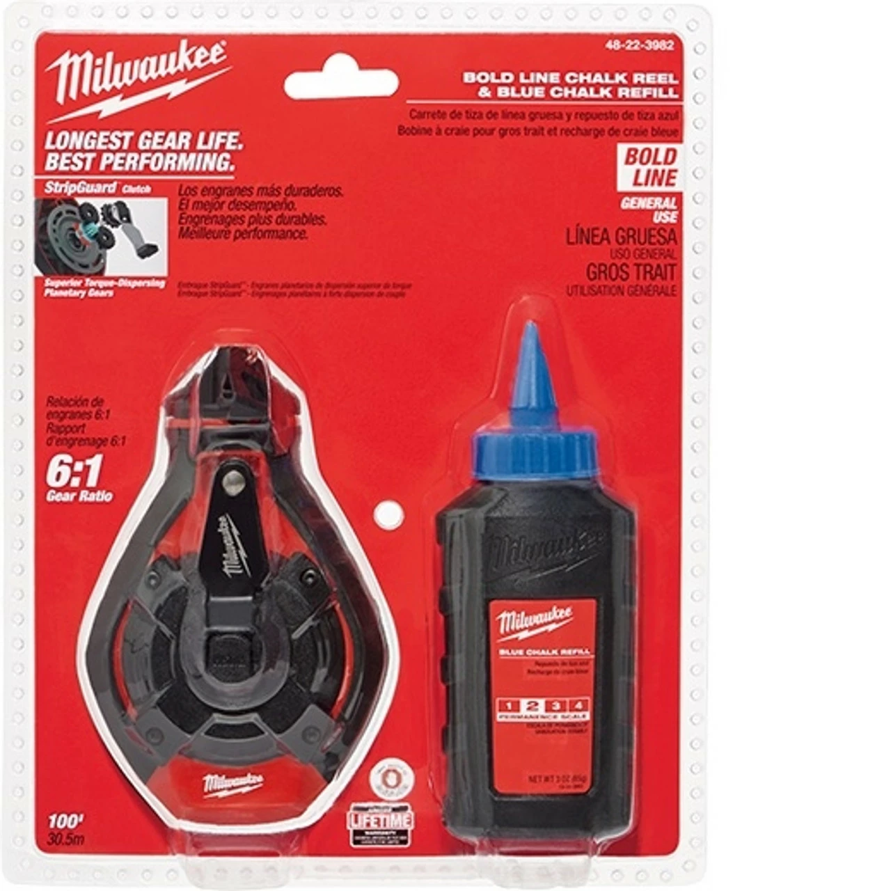 Milwaukee 48-22-3982 100 Ft. Bold Line Kit W/ Blue Chalk 1 Milwaukee 48-22-3982 100 Ft. Bold Line Kit W/ Blue Chalk