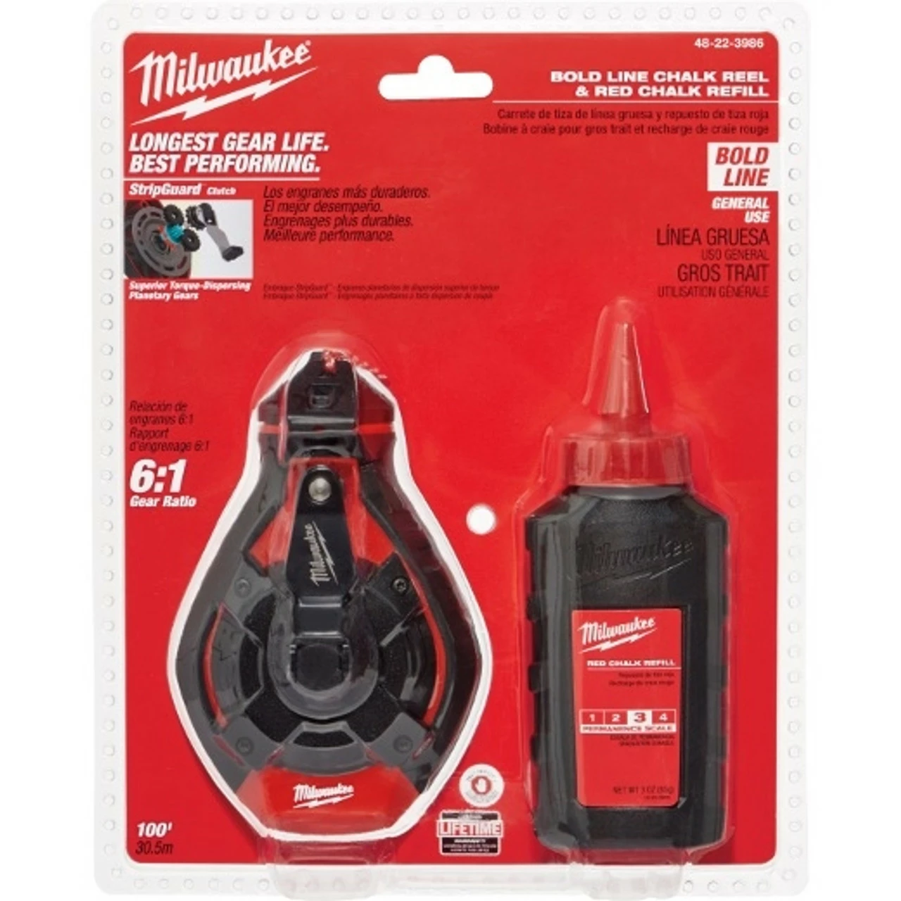 Milwaukee 48-22-3986 100 Ft. Bold Line Kit W/ Red Chalk 1 Milwaukee 48-22-3986 100 Ft. Bold Line Kit W/ Red Chalk