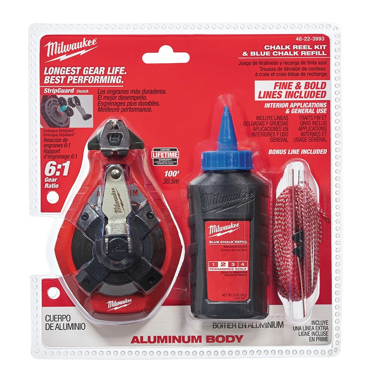 Milwaukee 48-22-3993 100 Ft Precision Line Kit W/ Blue Chalk Bold Line 1 Milwaukee 48-22-3993 100 Ft Precision Line Kit W/ Blue Chalk Bold Line