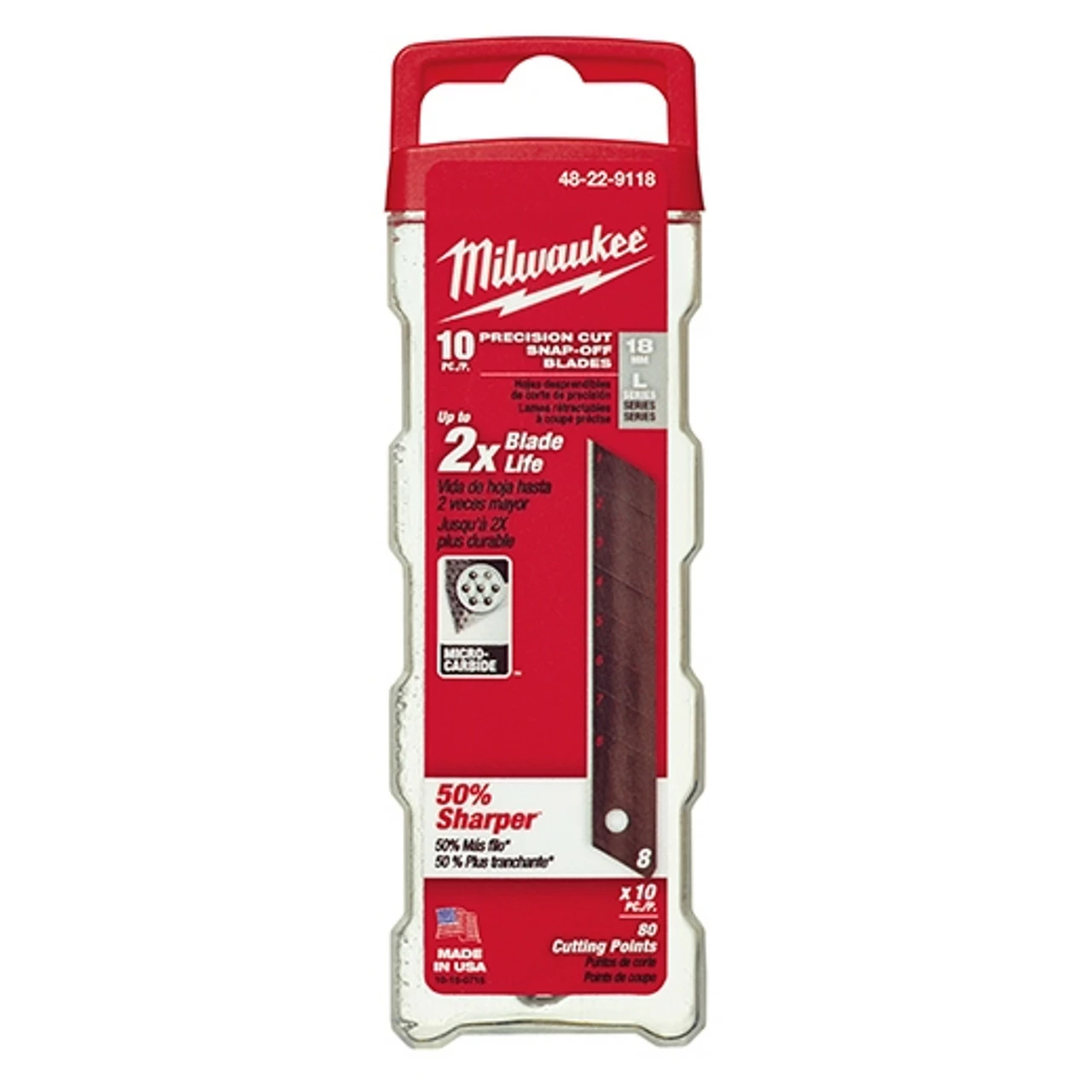 Milwaukee 48-22-9118 18mm Precision Snap Blades (10 PK) 1 Milwaukee 48-22-9118 18mm Precision Snap Blades (10 PK)
