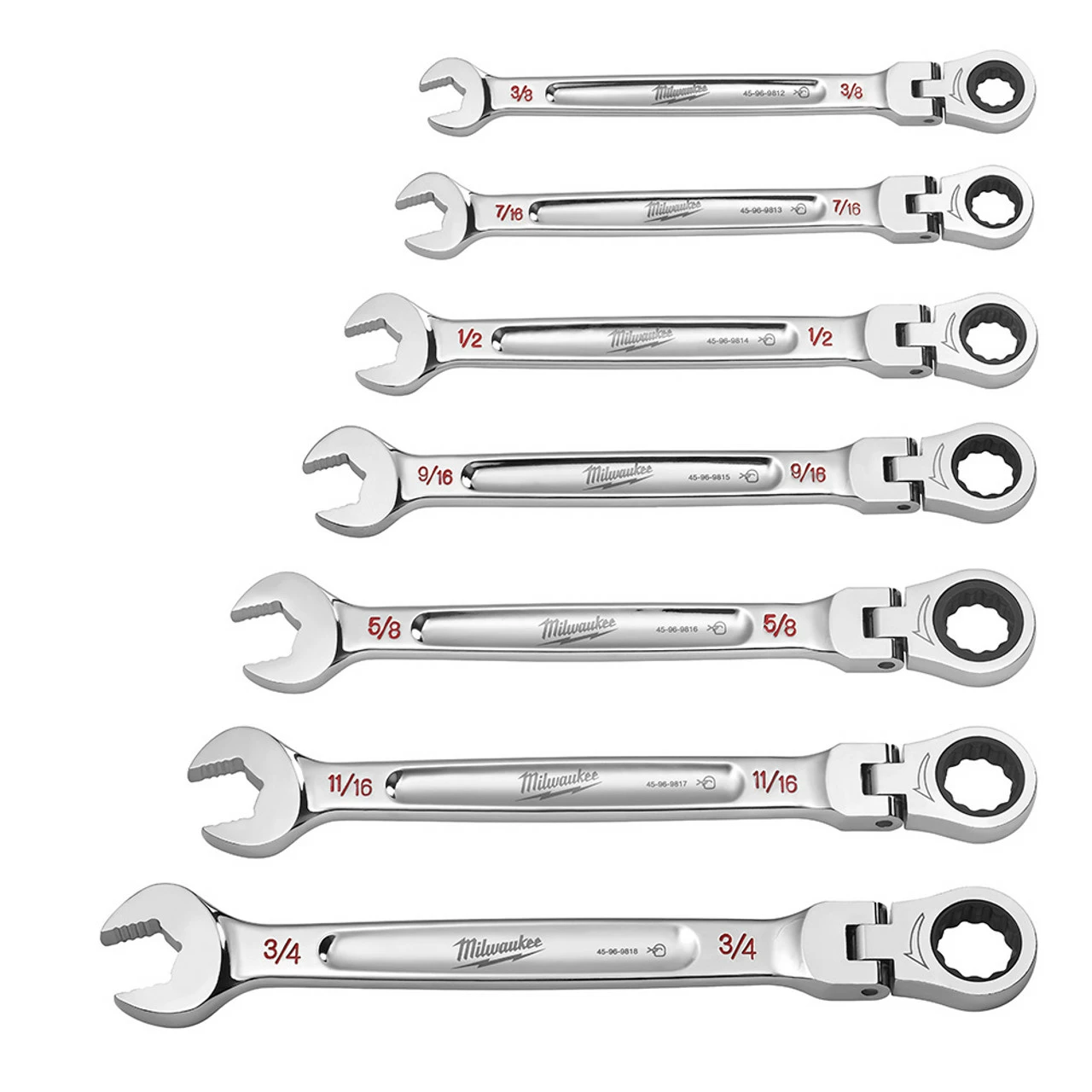 Milwaukee 48-22-9429 7pc SAE Flex Head Combination Wrenches 2 Milwaukee 48-22-9429 7pc SAE Flex Head Combination Wrenches - Image 2