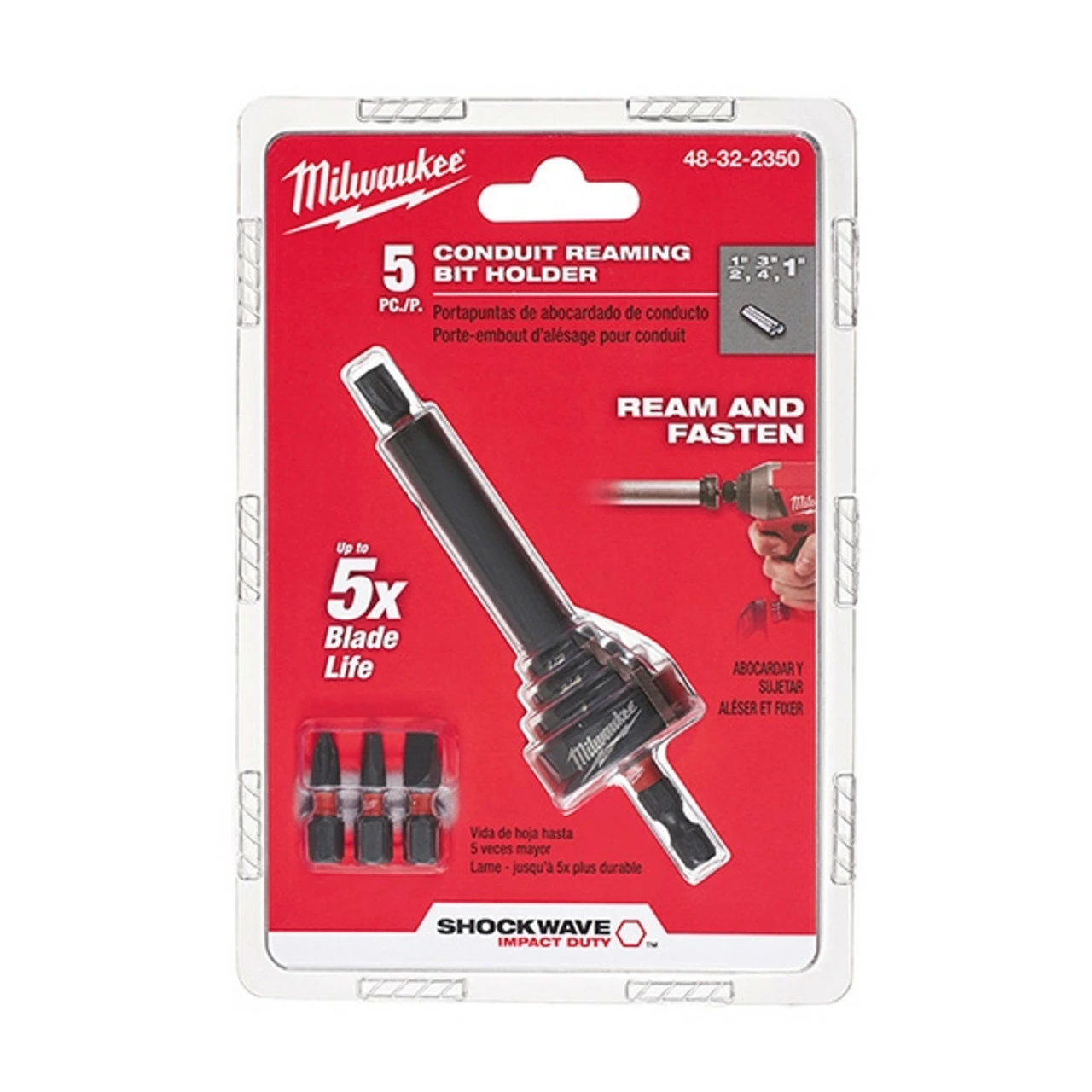 Milwaukee 48-32-2350 SHOCKWAVE Conduit Reaming Bit Holder 1 Milwaukee 48-32-2350 SHOCKWAVE Conduit Reaming Bit Holder