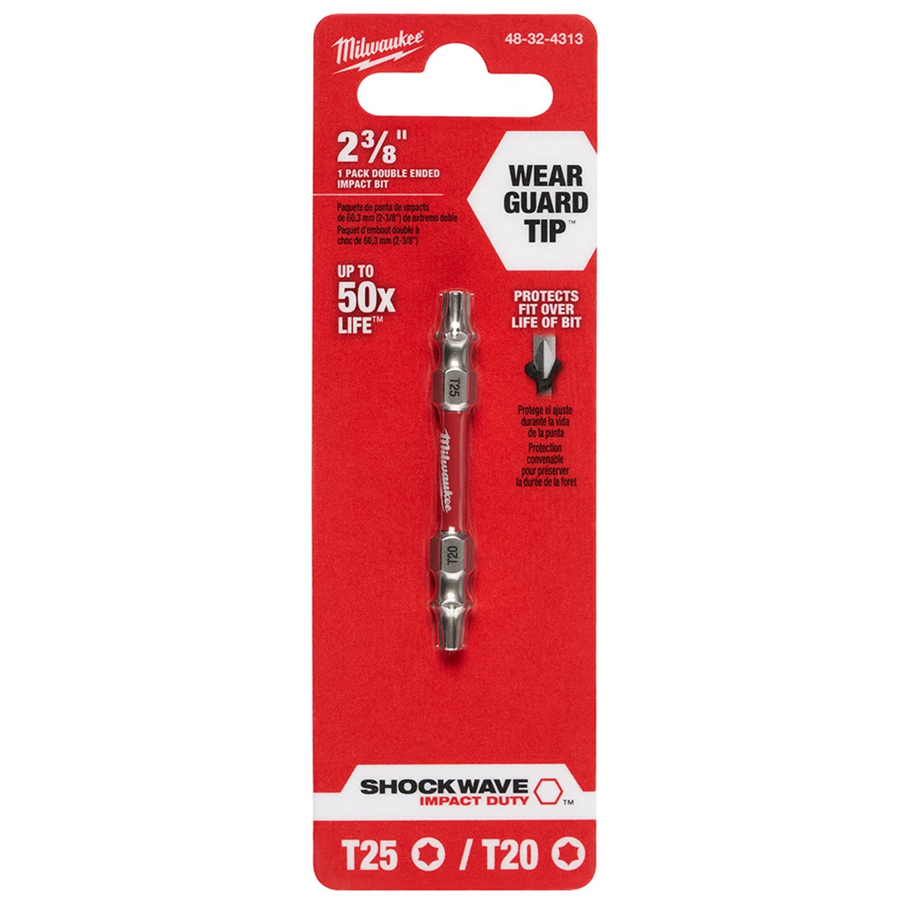 Milwaukee 48-32-4313 SHOCKWAVE T20/T25 Impact Double Ended Bit 1 Milwaukee 48-32-4313 SHOCKWAVE T20/T25 Impact Double Ended Bit