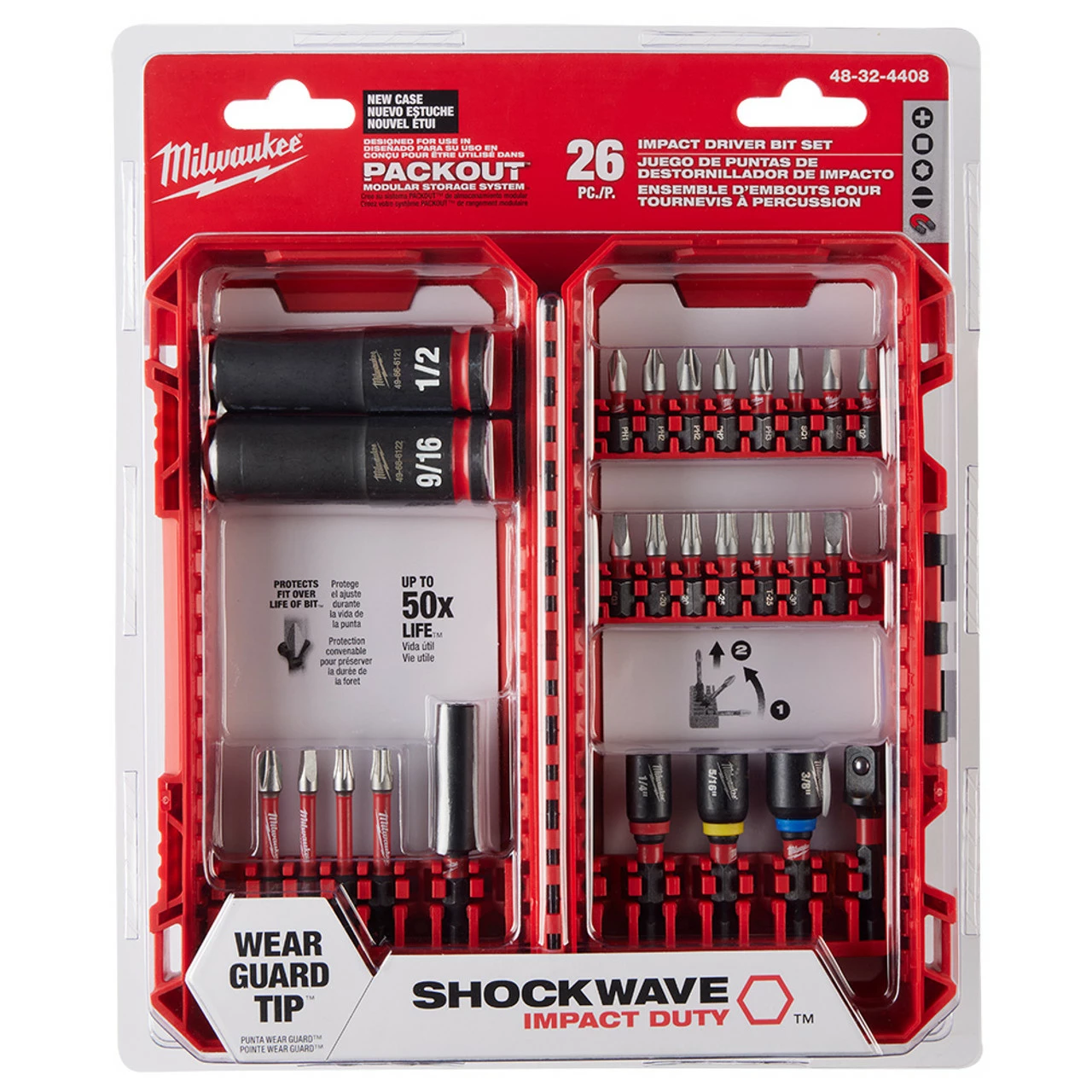 Milwaukee 48-32-4408 SHOCKWAVE Drive And Fasten Set 26PC 1 Milwaukee 48-32-4408 SHOCKWAVE Drive And Fasten Set 26PC