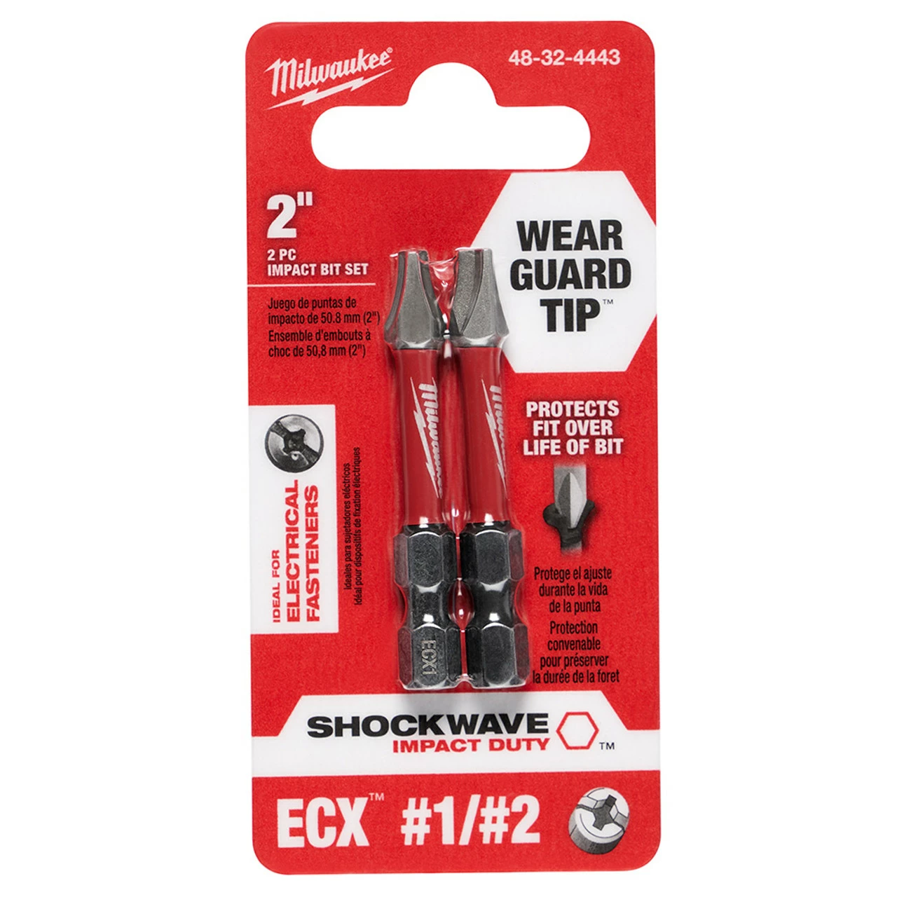 Milwaukee 48-32-4443 2 In. Shockwave ECX Power Bit #1 & #2 Combo Pack 1 Milwaukee 48-32-4443 2 In. Shockwave ECX Power Bit #1 & #2 Combo Pack