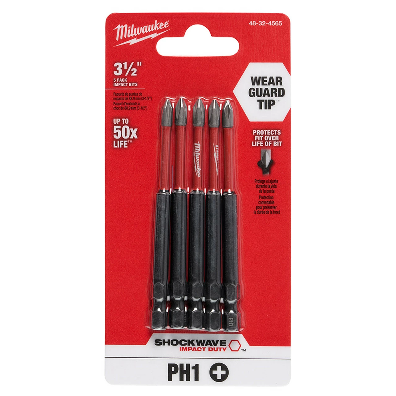 Milwaukee 48-32-4565 #1 Phillips Impact 3-1/2 Power Bits 5 Pk 1 Milwaukee 48-32-4565 #1 Phillips Impact 3-1/2 Power Bits 5 Pk