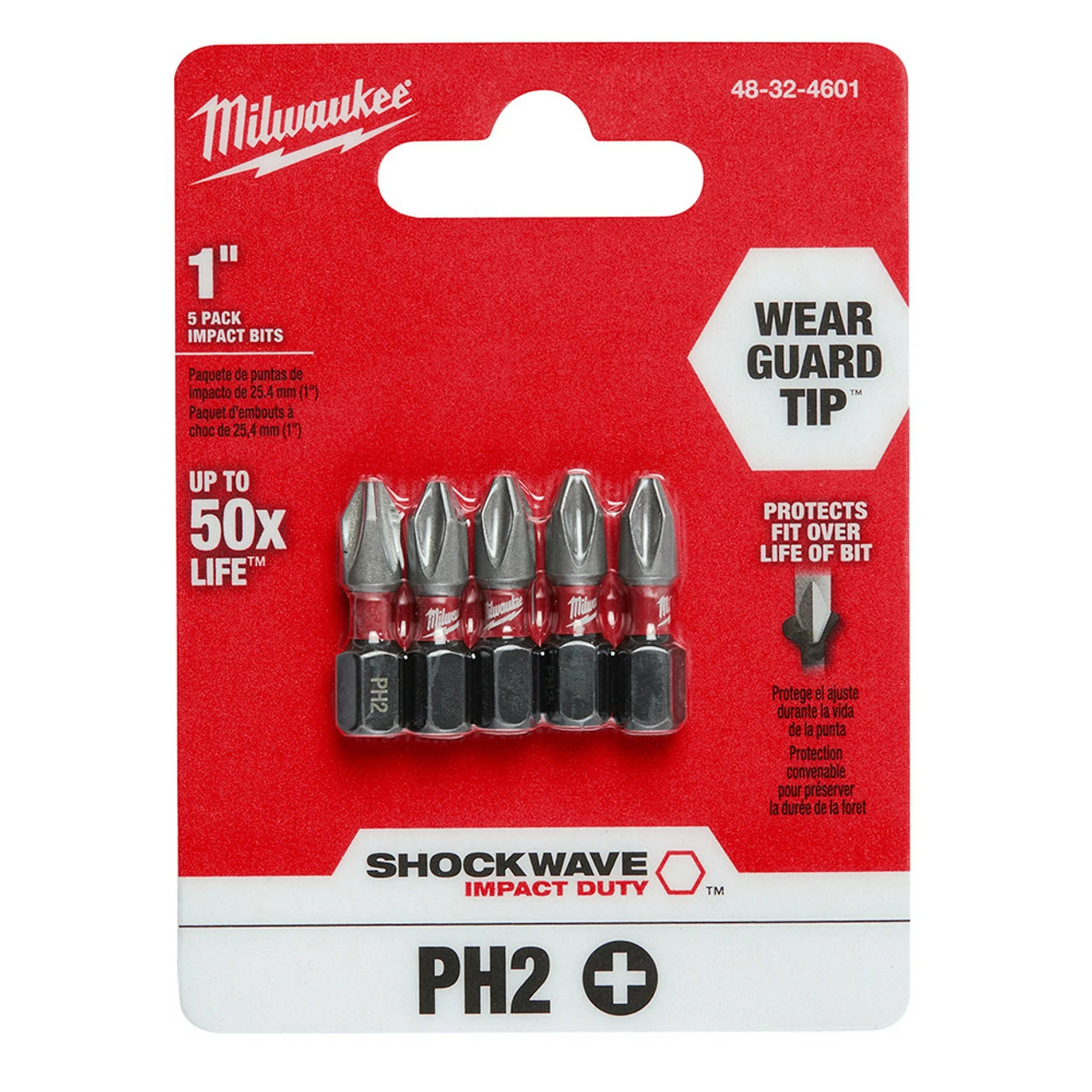 Milwaukee 48-32-4601 #2 Phillips Shockwave 1 In. Insert Bits 5 Pk 1 Milwaukee 48-32-4601 #2 Phillips Shockwave 1 In. Insert Bits 5 Pk