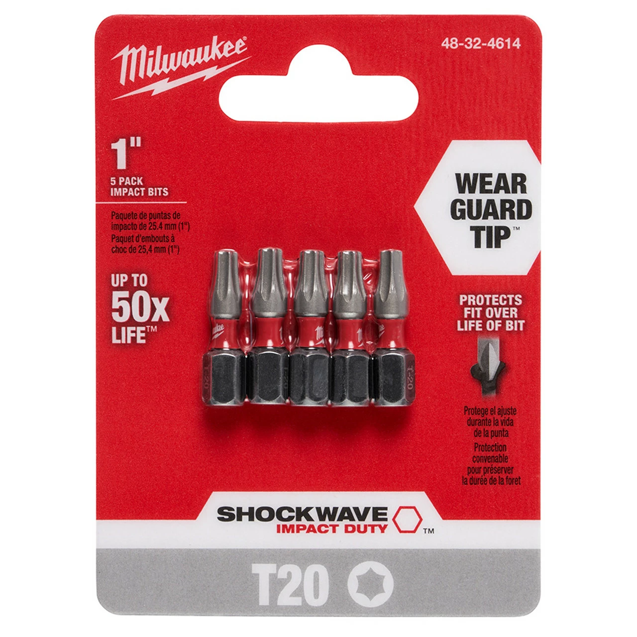 Milwaukee 48-32-4614 SHOCKWAVE 1 In. T20 Impact Bit 5PK 1 Milwaukee 48-32-4614 SHOCKWAVE 1 In. T20 Impact Bit 5PK