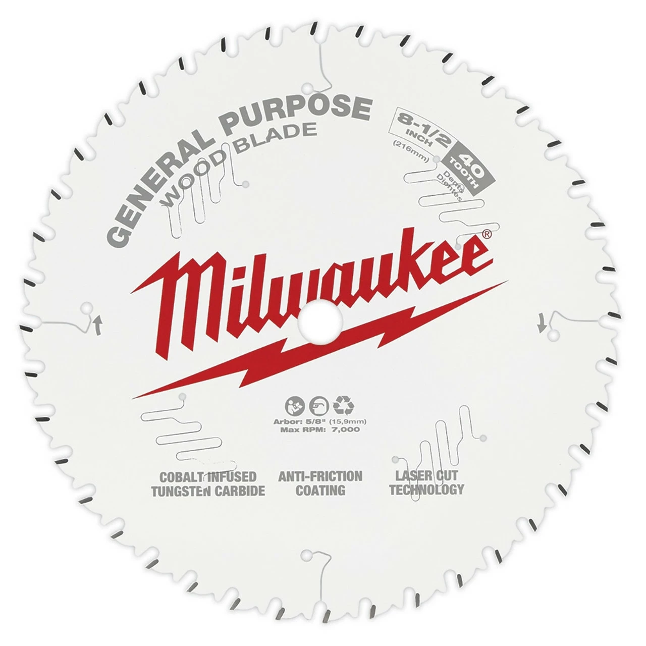 Milwaukee 48-40-0824 8-1/2 In. 40T General Purpose Circular Saw Blade 1 Milwaukee 48-40-0824 8-1/2 In. 40T General Purpose Circular Saw Blade