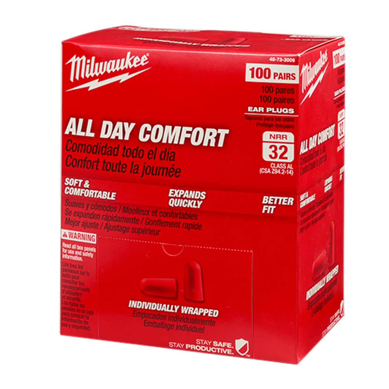 Milwaukee 48-73-3006 100 Pair Ear Plugs (Individually Sealed) 2 Milwaukee 48-73-3006 100 Pair Ear Plugs (Individually Sealed) - Image 2
