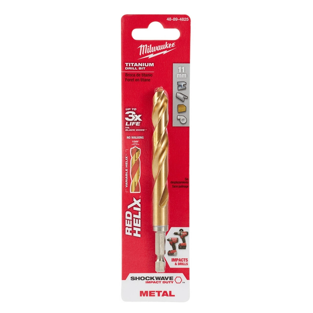 Milwaukee 48-89-4825 Metric SHOCKWAVE Titanium RED HELIX 11 MM 1 Milwaukee 48-89-4825 Metric SHOCKWAVE Titanium RED HELIX 11 MM