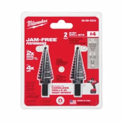Milwaukee 48-89-9234 #4 Step Drill Bit, 3/16 In - 7/8 In, 1/16 In 2 Pk