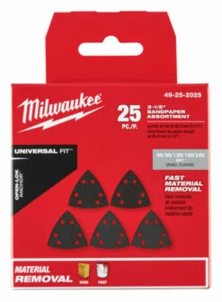 Milwaukee 49-25-2025 OPEN-LOK 3-1/2 In. Triangle Sandpaper Variety Pack 25 Pc