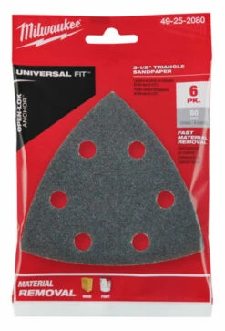 Milwaukee 49-25-2080 3-1/2 In. 80 Grit Triangle Sandpaper 6 Pk