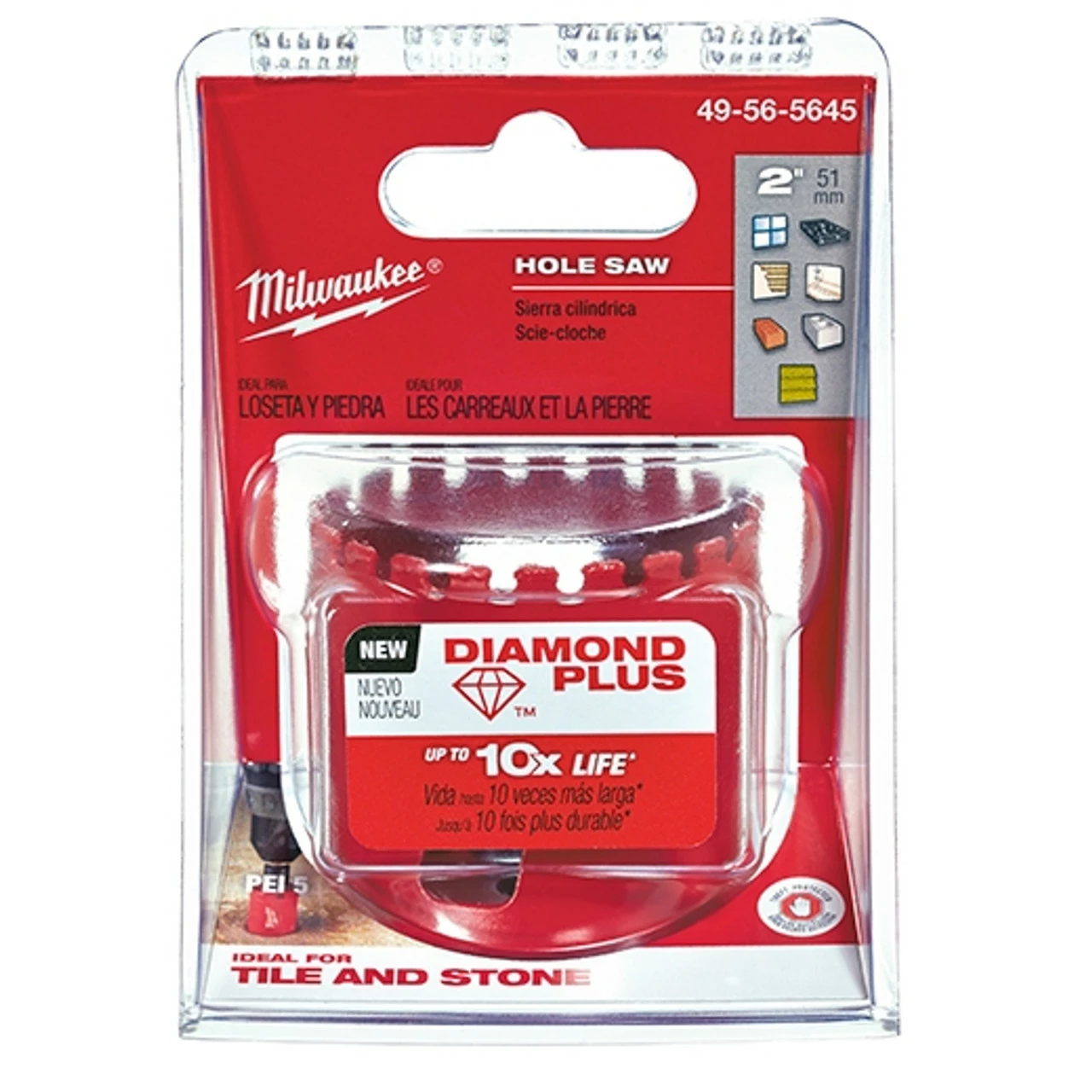Milwaukee 49-56-5645 2 In. Diamond Plus Hole Saw 1 Milwaukee 49-56-5645 2 In. Diamond Plus Hole Saw