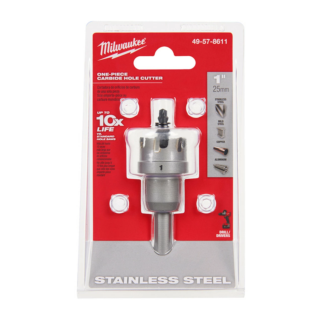 Milwaukee 49-57-8611 1 In. One-Piece Carbide Hole Cutters 1 Milwaukee 49-57-8611 1 In. One-Piece Carbide Hole Cutters