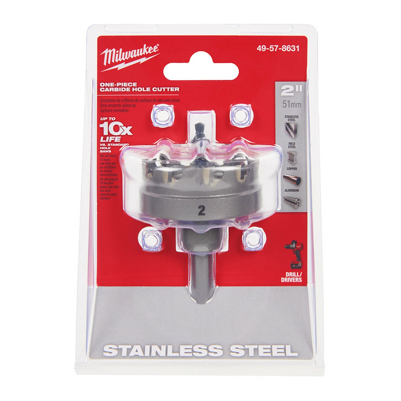 Milwaukee 49-57-8631 2 In. One-Piece Carbide Hole Cutters 1 Milwaukee 49-57-8631 2 In. One-Piece Carbide Hole Cutters