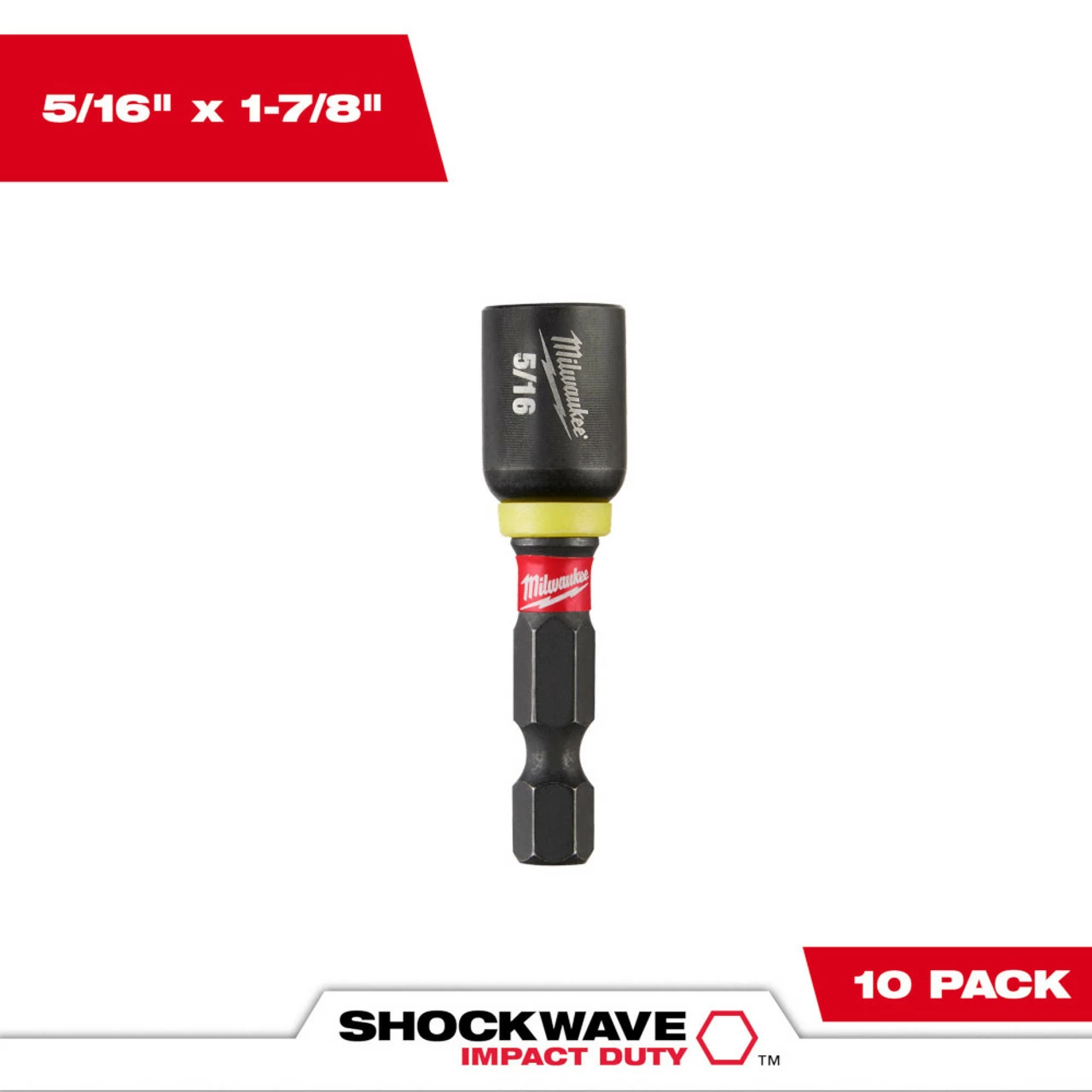 Milwaukee 49-66-0503 SHOCKWAVE 1-7/8in Magnetic NutDriver 5/16in 10 PK 1 Milwaukee 49-66-0503 SHOCKWAVE 1-7/8in Magnetic NutDriver 5/16in 10 PK