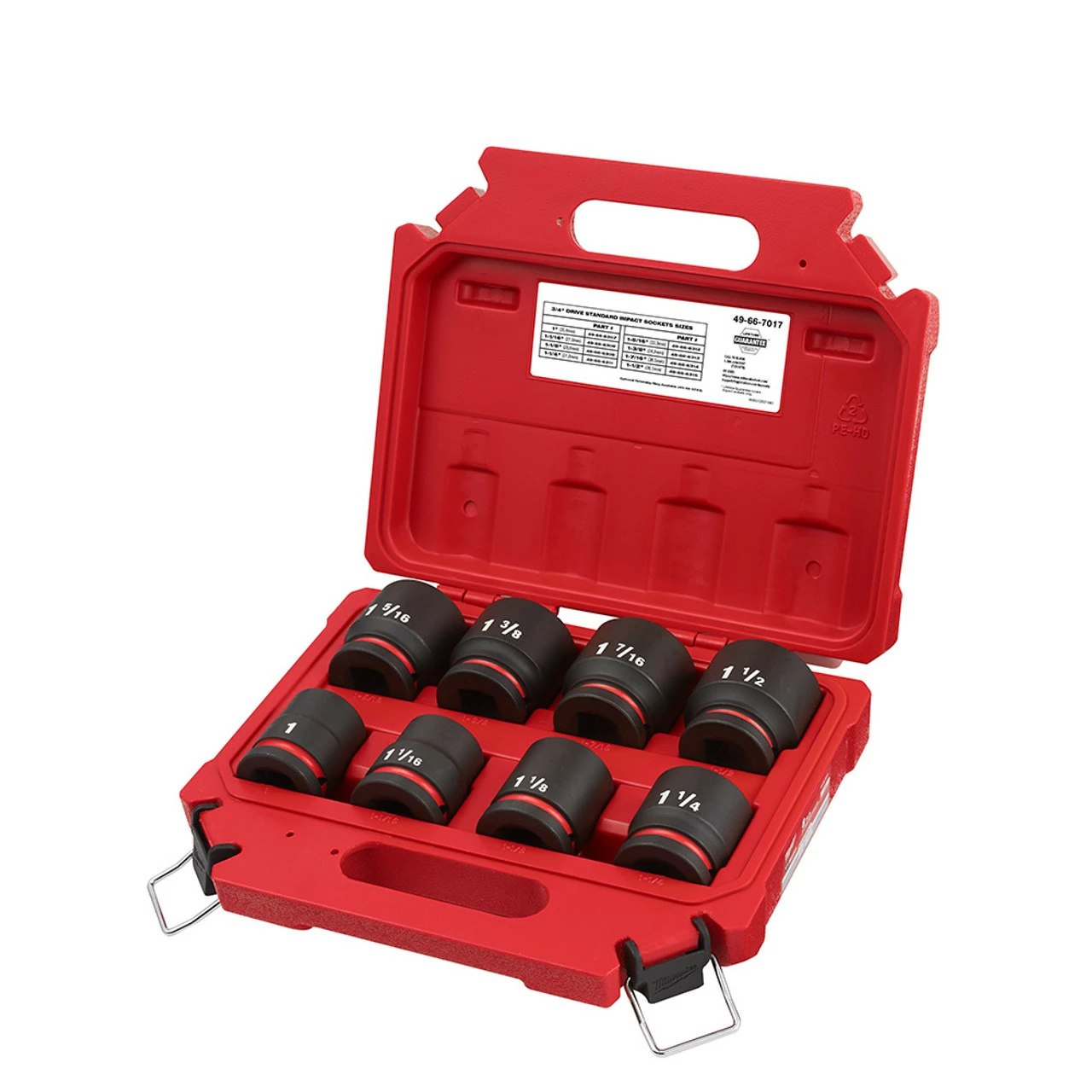 Milwaukee 49-66-7017 8 Pc Impact Duty 3/4 Drive SAE 6 Point Socket Set 1 Milwaukee 49-66-7017 8 Pc Impact Duty 3/4 Drive SAE 6 Point Socket Set