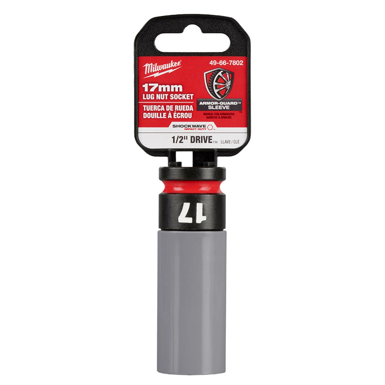 Milwaukee 49-66-7802 1/2 Drive 17MM Lug Nut Socket 1 Milwaukee 49-66-7802 1/2 Drive 17MM Lug Nut Socket