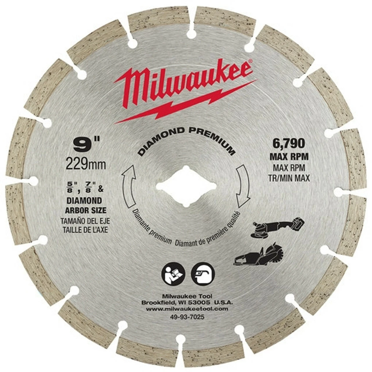 Milwaukee 49-93-7025 9 In. Diamond Premium Segmented Blade 1 Milwaukee 49-93-7025 9 In. Diamond Premium Segmented Blade