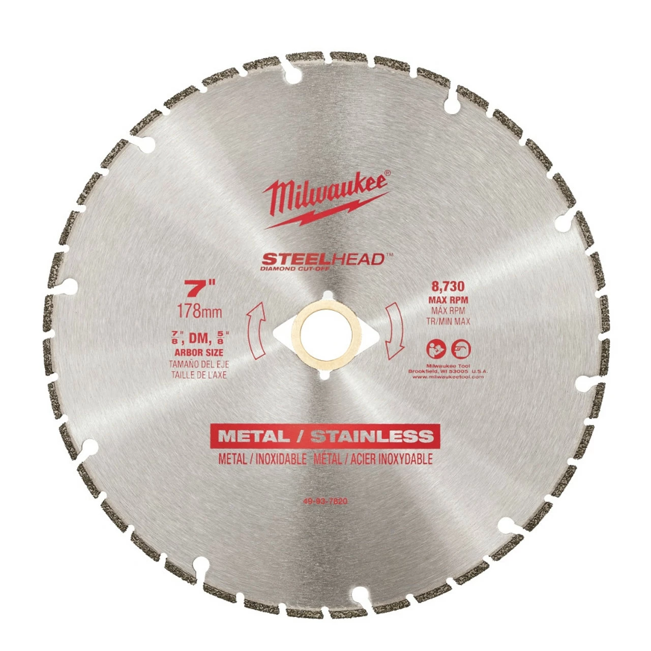 Milwaukee 49-93-7820 7 In. STEELHEAD Diamond Cut-Off Blade 1 Milwaukee 49-93-7820 7 In. STEELHEAD Diamond Cut-Off Blade