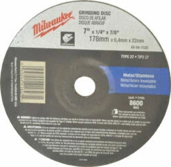Milwaukee 49-94-7020 7 In. X 1/4 In. X 7/8 In. Grinding Wheel Type 27